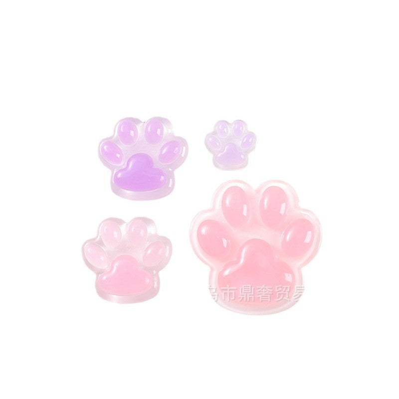 Ice transparent luminous large cat's claw bear paw resin accessories DIY mobile phone case, hair accessories, charger protective case, refrigerator magnet