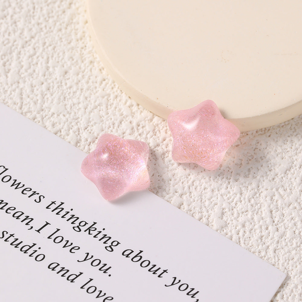 y2k Qianxi ice transparent glitter powder pentagram resin patch DIY jewelry accessories mobile phone case shoe buckle material accessories