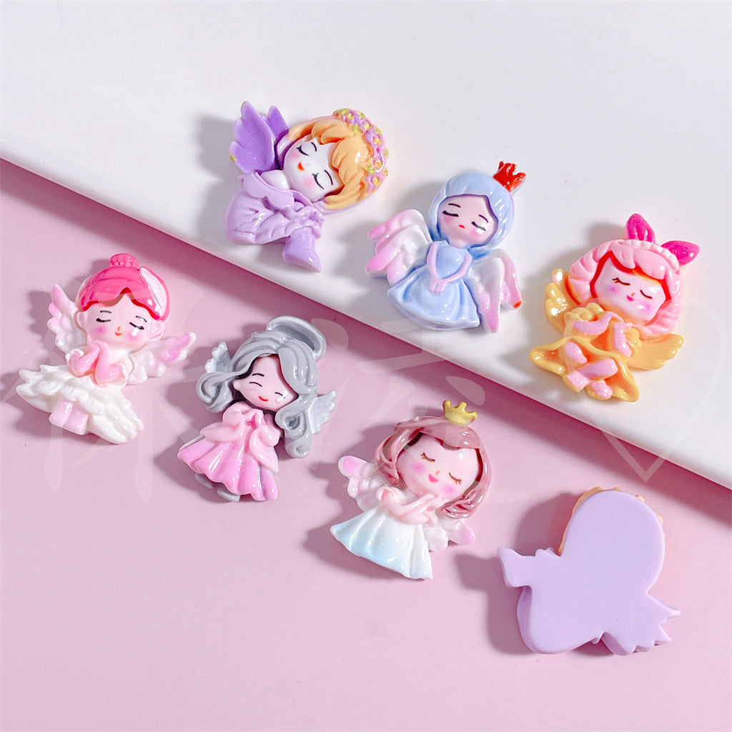 Colorful Glossy Cartoon Angel Girl Resin Accessories DIY Cream Glue Hair Accessories Mobile Phone Pendant Keychain Patch
