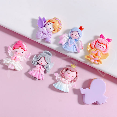 Colorful Glossy Cartoon Angel Girl Resin Accessories DIY Cream Glue Hair Accessories Mobile Phone Pendant Keychain Patch