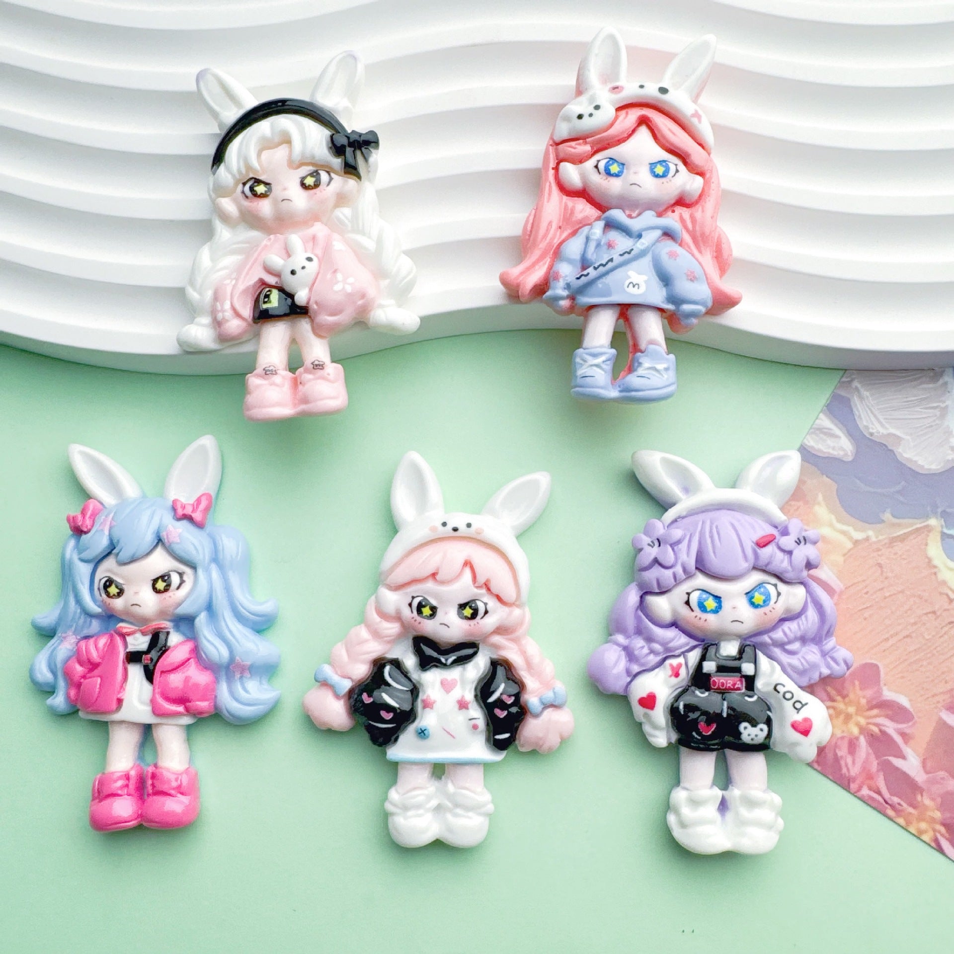 Large small rabbit ears girl DIY cream glue hair accessory headstring phone case hole shoes decoration resin accessories