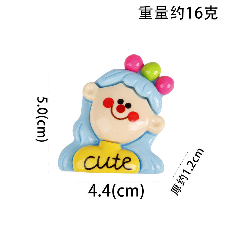 Large Dopamine Girls New Cartoon Cream Glue Phone Case Resin Accessories Hairpin DIY Jewelry Craft