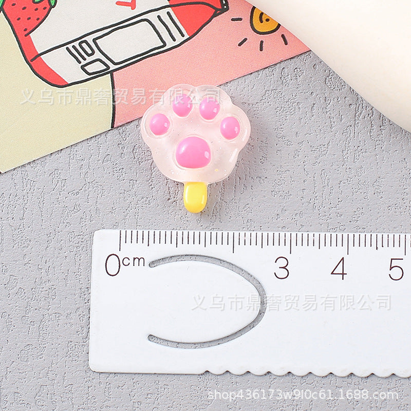 Ice transparent luminous large cat's claw bear paw resin accessories DIY mobile phone case, hair accessories, charger protective case, refrigerator magnet