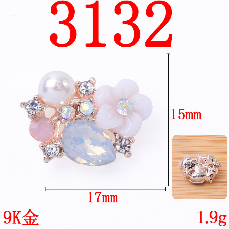 Imitation shell resin flower inlay pearl rhinestone flower plate diamond buckle alloy accessories DIY bracelet clothing pendant is now approved