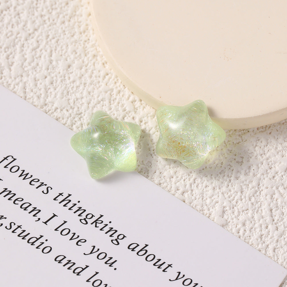 y2k Qianxi ice transparent glitter powder pentagram resin patch DIY jewelry accessories mobile phone case shoe buckle material accessories