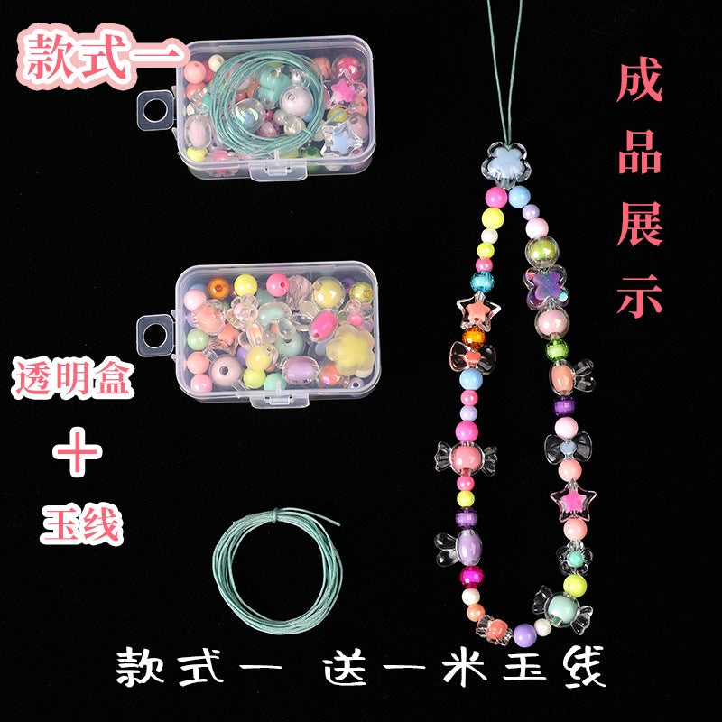 Mobile phone chain beading mixed handmade DIY material bag pendant material bag set box acrylic loose bead beading loose batch