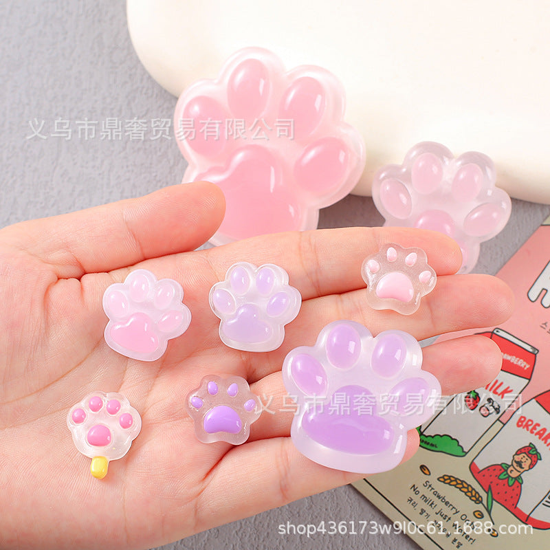 Ice transparent luminous large cat's claw bear paw resin accessories DIY mobile phone case, hair accessories, charger protective case, refrigerator magnet