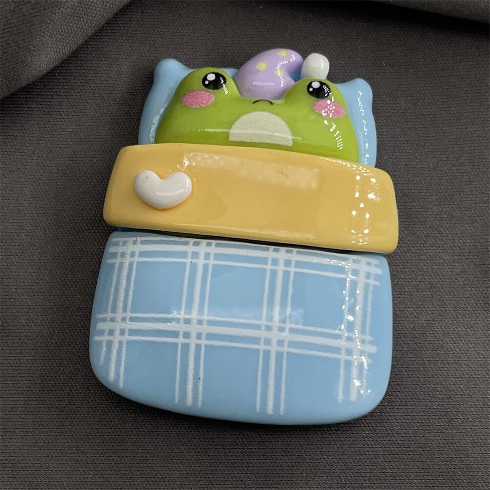 Large Spring New Frog Cartoon Resin Accessories DIY Phone Case Cream Glue Handmade Refrigerator Patch