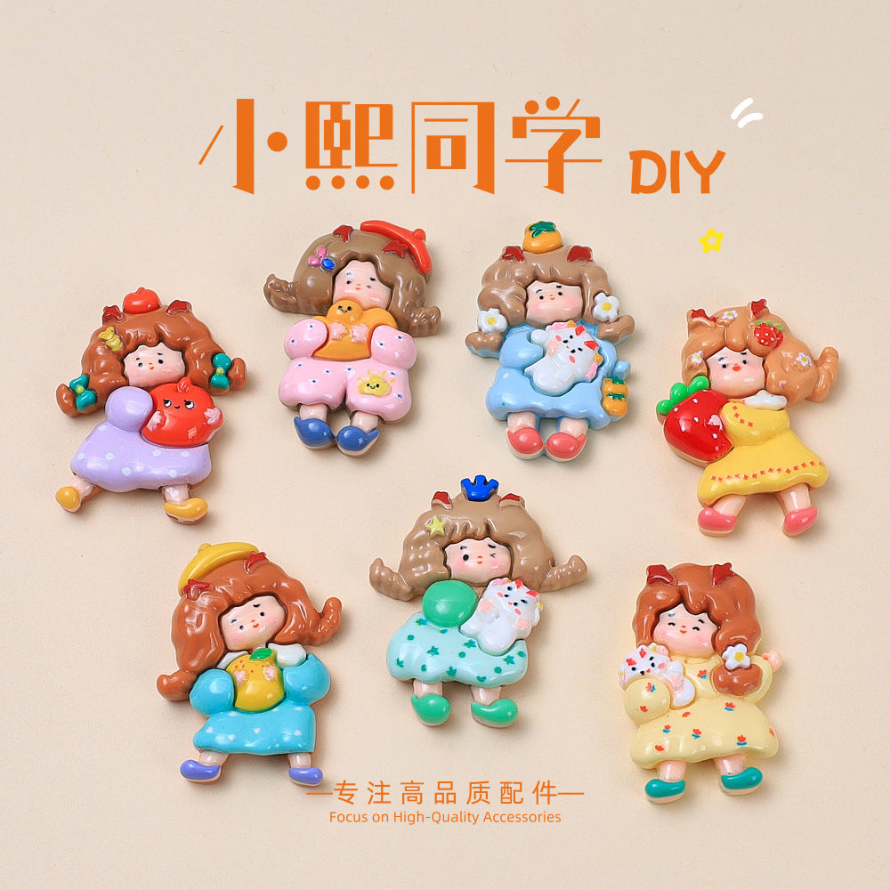 Big car beautiful girl childlike handmade diy cream glue mobile phone case headgear hairpin jewelry resin accessories wholesale