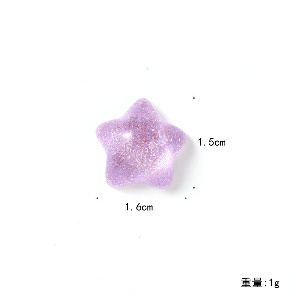 y2k Qianxi ice transparent glitter powder pentagram resin patch DIY jewelry accessories mobile phone case shoe buckle material accessories