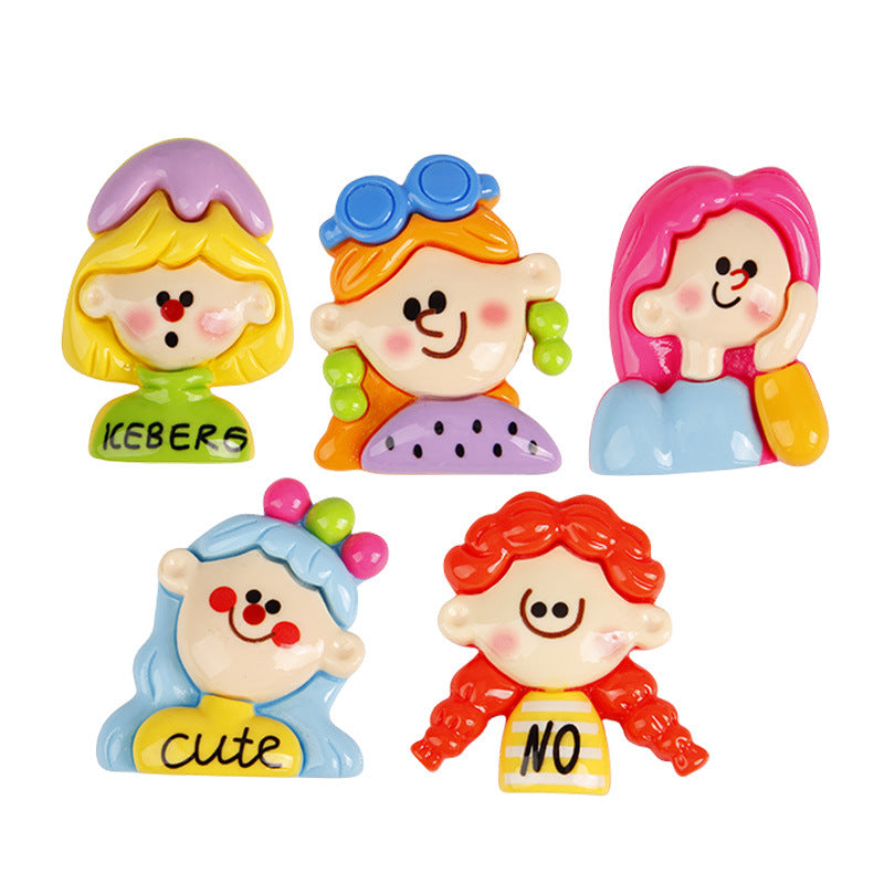 Large Dopamine Girls New Cartoon Cream Glue Phone Case Resin Accessories Hairpin DIY Jewelry Craft