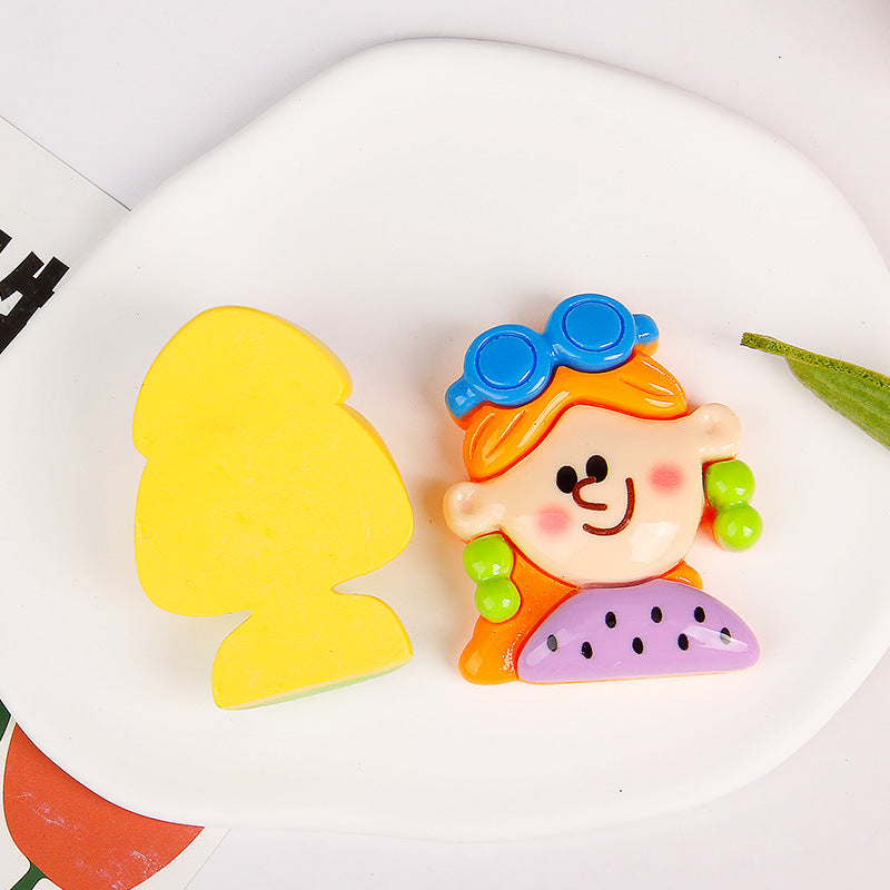 Large Dopamine Girls New Cartoon Cream Glue Phone Case Resin Accessories Hairpin DIY Jewelry Craft