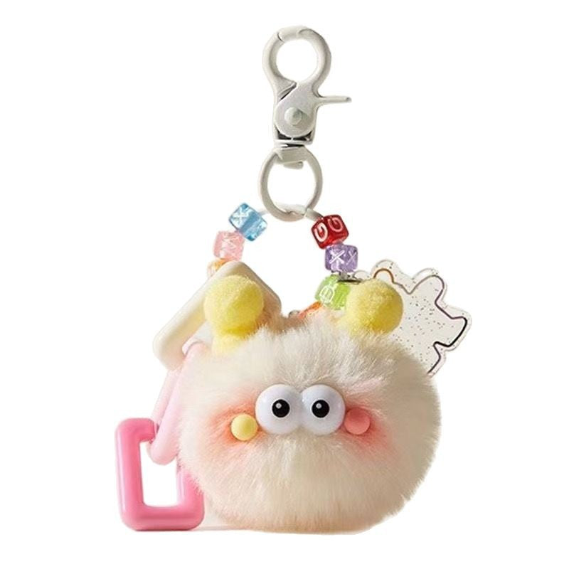 Creative cute furry briquette pendants, car keychains, school bags, bags, cartoon dolls, accessories, plush dolls