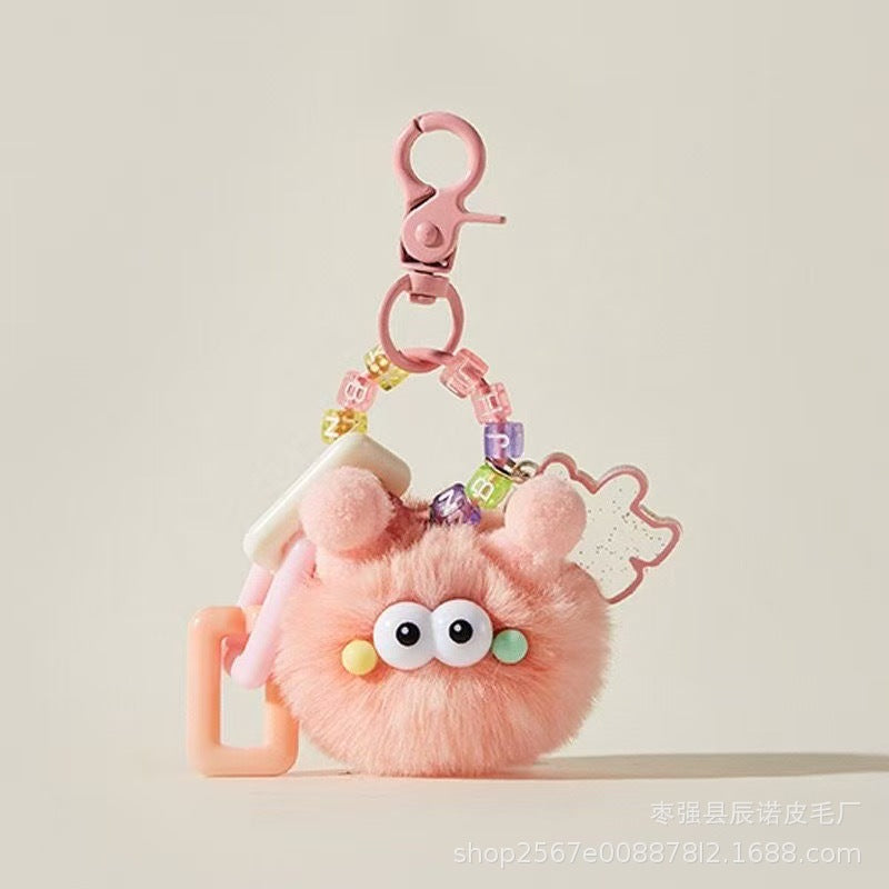 Creative cute furry briquette pendants, car keychains, school bags, bags, cartoon dolls, accessories, plush dolls