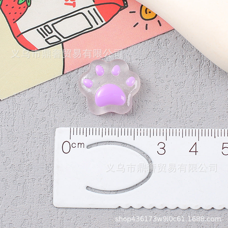 Ice transparent luminous large cat's claw bear paw resin accessories DIY mobile phone case, hair accessories, charger protective case, refrigerator magnet