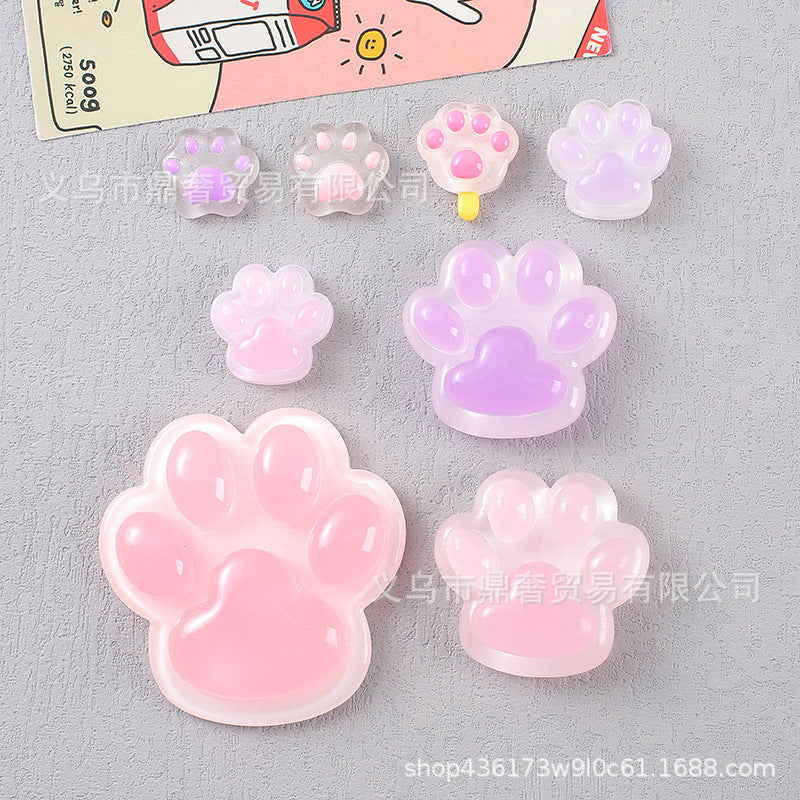 Ice transparent luminous large cat's claw bear paw resin accessories DIY mobile phone case, hair accessories, charger protective case, refrigerator magnet