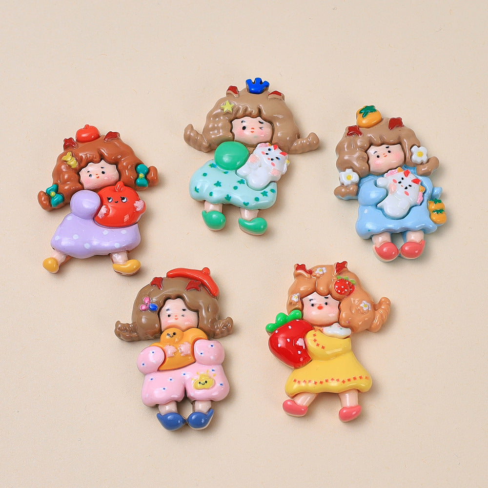 Big car beautiful girl childlike handmade diy cream glue mobile phone case headgear hairpin jewelry resin accessories wholesale