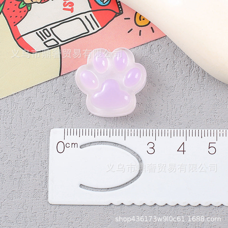 Ice transparent luminous large cat's claw bear paw resin accessories DIY mobile phone case, hair accessories, charger protective case, refrigerator magnet