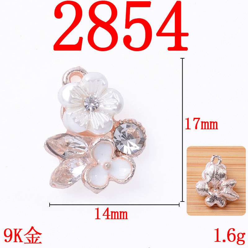 Imitation shell resin flower inlay pearl rhinestone flower plate diamond buckle alloy accessories DIY bracelet clothing pendant is now approved