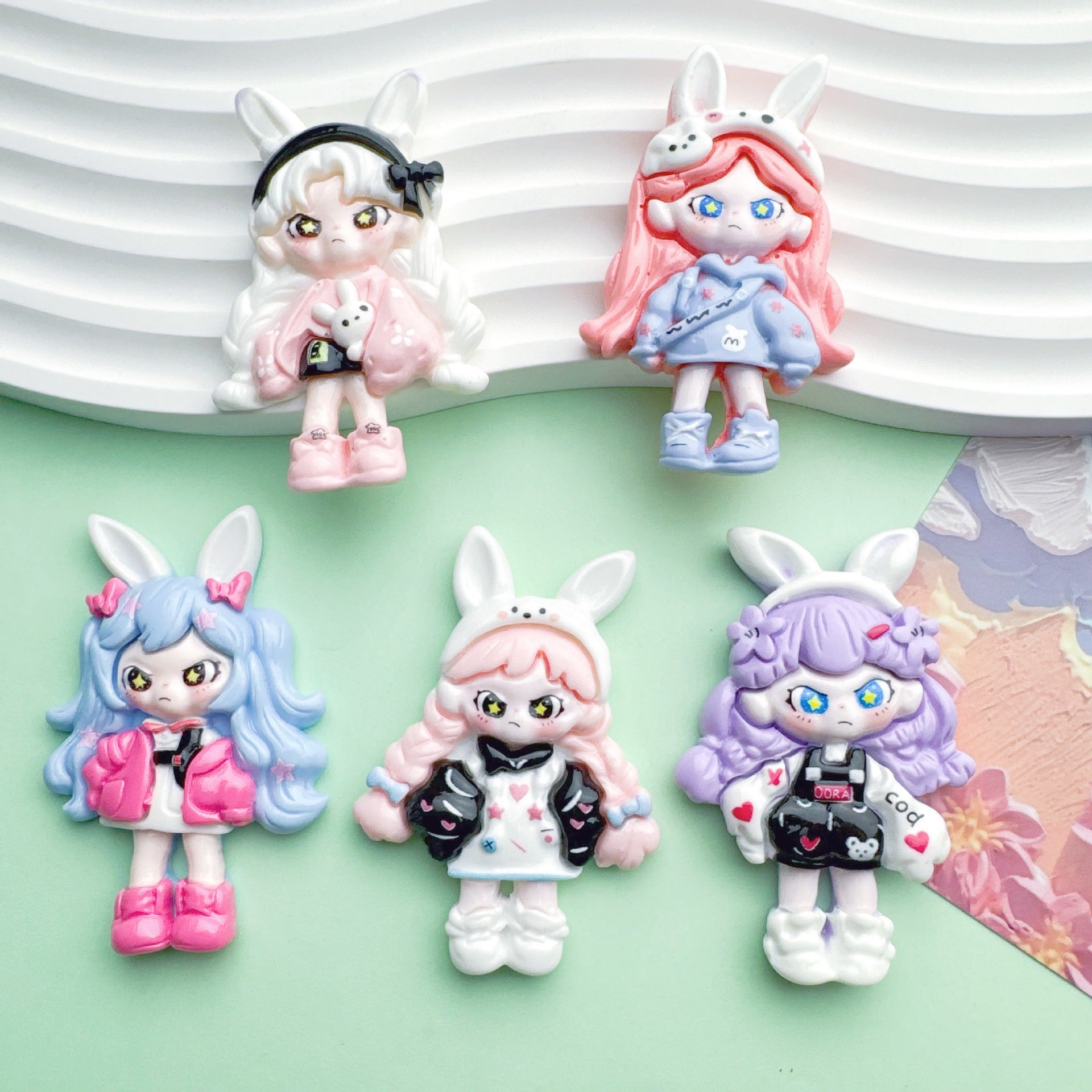 Large small rabbit ears girl DIY cream glue hair accessory headstring phone case hole shoes decoration resin accessories