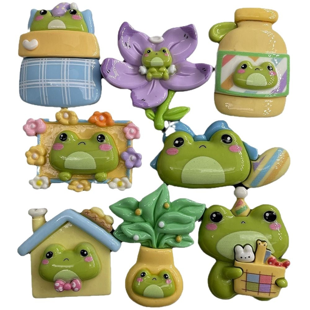 Large Spring New Frog Cartoon Resin Accessories DIY Phone Case Cream Glue Handmade Refrigerator Patch