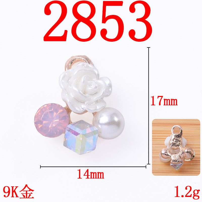 Imitation shell resin flower inlay pearl rhinestone flower plate diamond buckle alloy accessories DIY bracelet clothing pendant is now approved