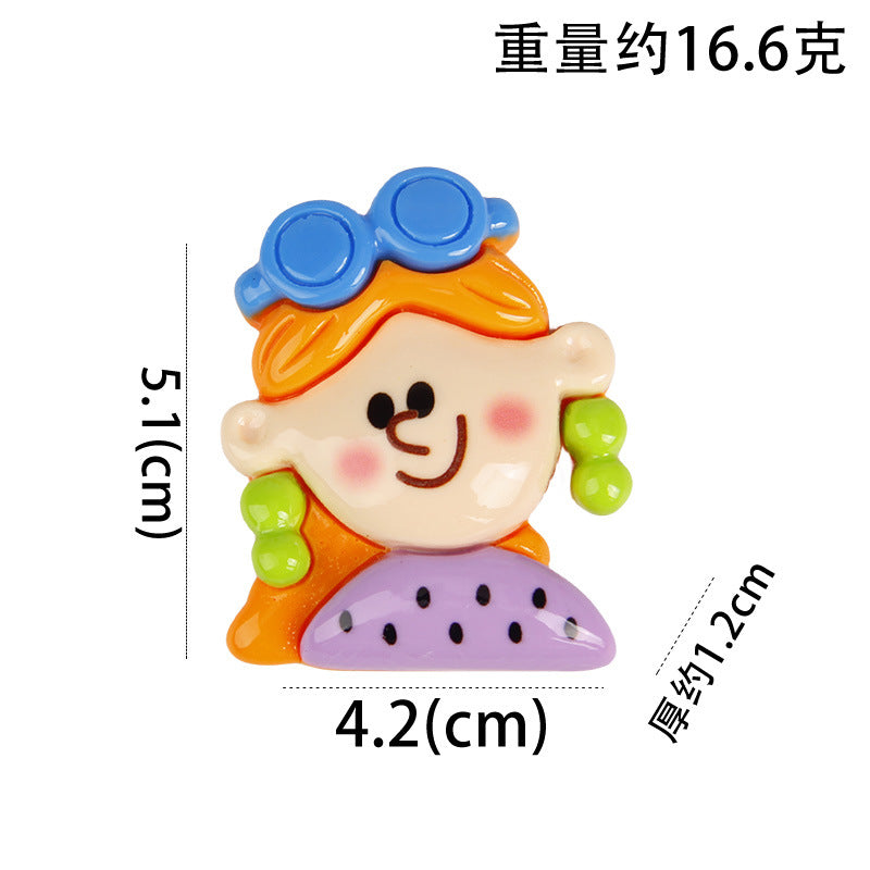 Large Dopamine Girls New Cartoon Cream Glue Phone Case Resin Accessories Hairpin DIY Jewelry Craft
