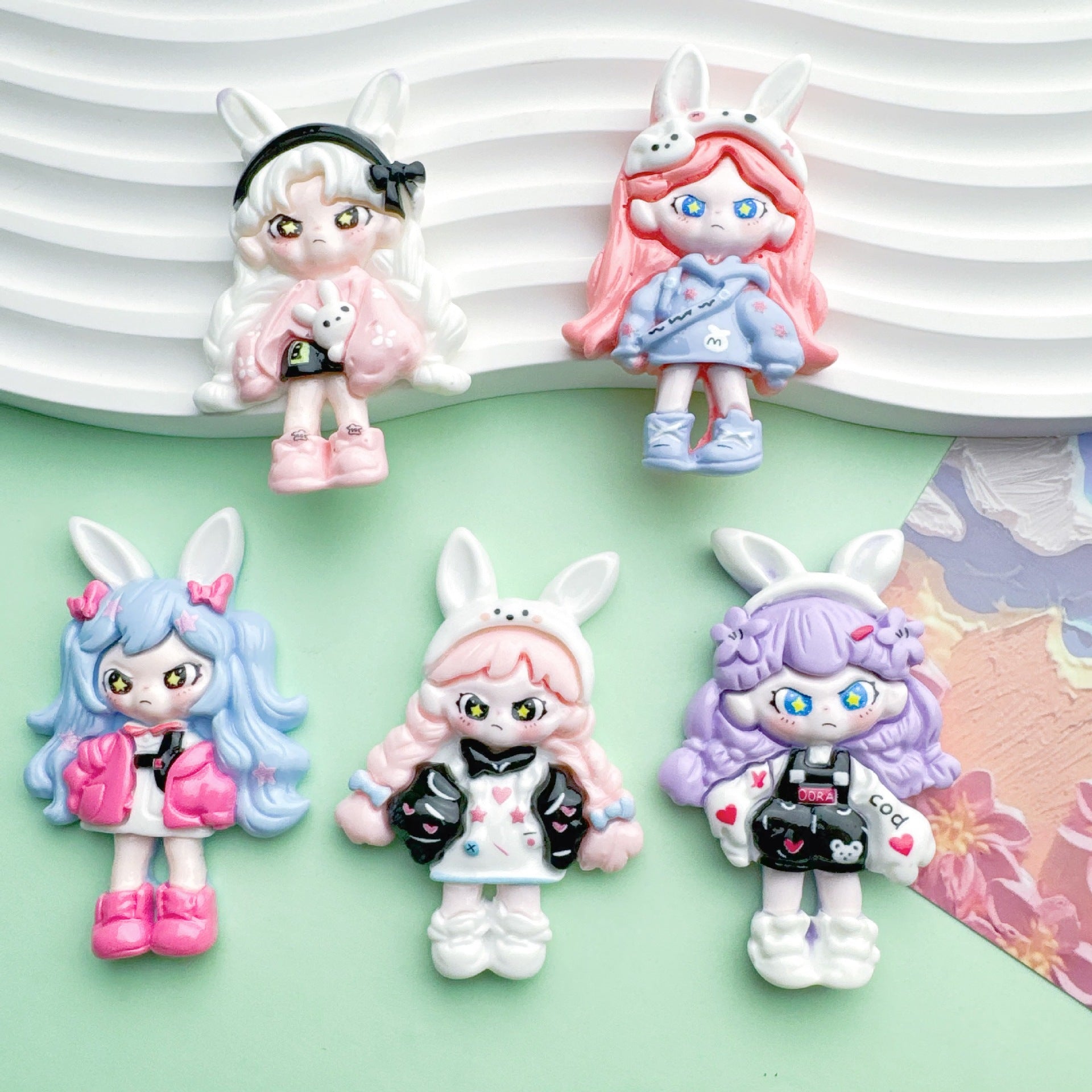 Large small rabbit ears girl DIY cream glue hair accessory headstring phone case hole shoes decoration resin accessories