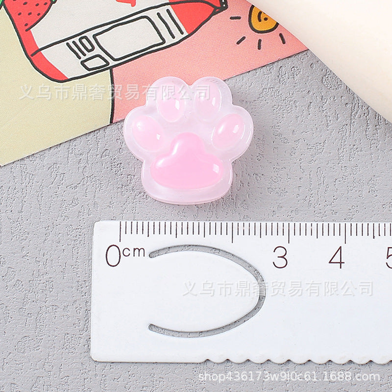 Ice transparent luminous large cat's claw bear paw resin accessories DIY mobile phone case, hair accessories, charger protective case, refrigerator magnet