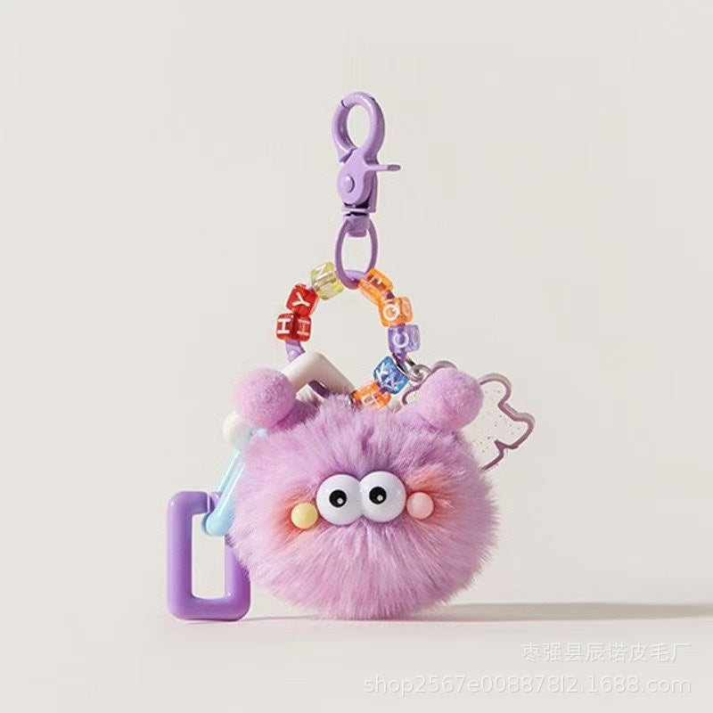 Creative cute furry briquette pendants, car keychains, school bags, bags, cartoon dolls, accessories, plush dolls
