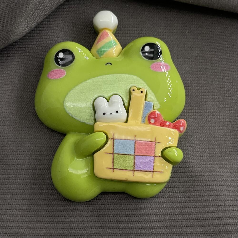 Large Spring New Frog Cartoon Resin Accessories DIY Phone Case Cream Glue Handmade Refrigerator Patch