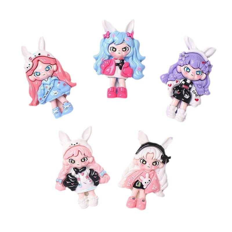 Large small rabbit ears girl DIY cream glue hair accessory headstring phone case hole shoes decoration resin accessories