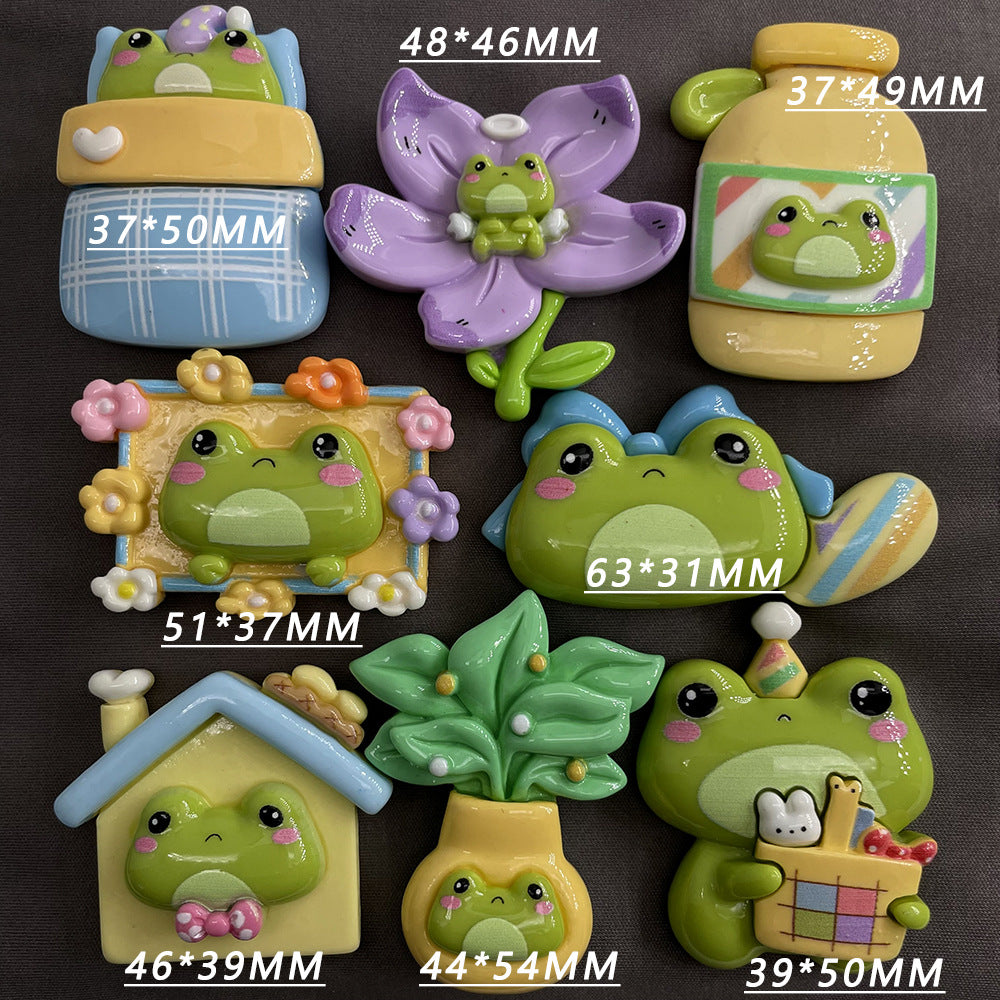 Large Spring New Frog Cartoon Resin Accessories DIY Phone Case Cream Glue Handmade Refrigerator Patch