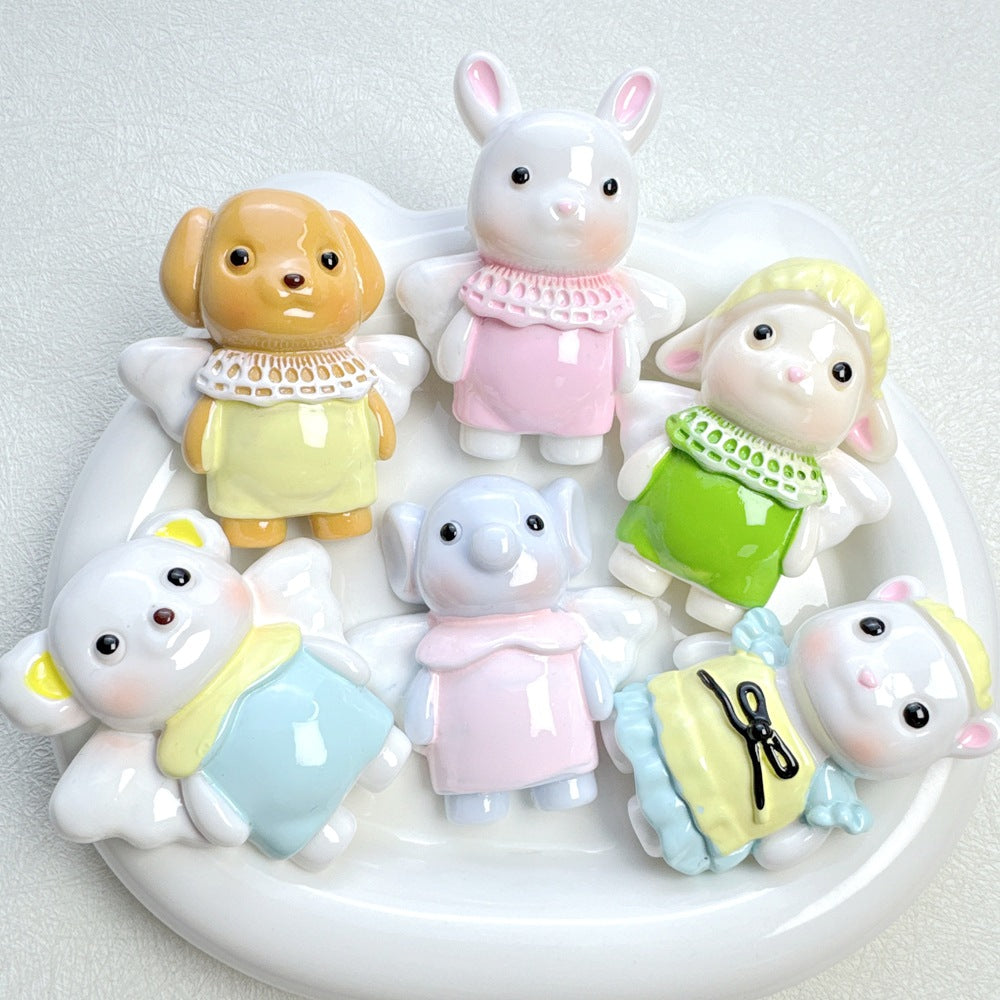 Large Cartoon Angel Painted Resin Accessories Cream Glue DIY Phone Case Hairpin Refrigerator Magnet Storage Box Material