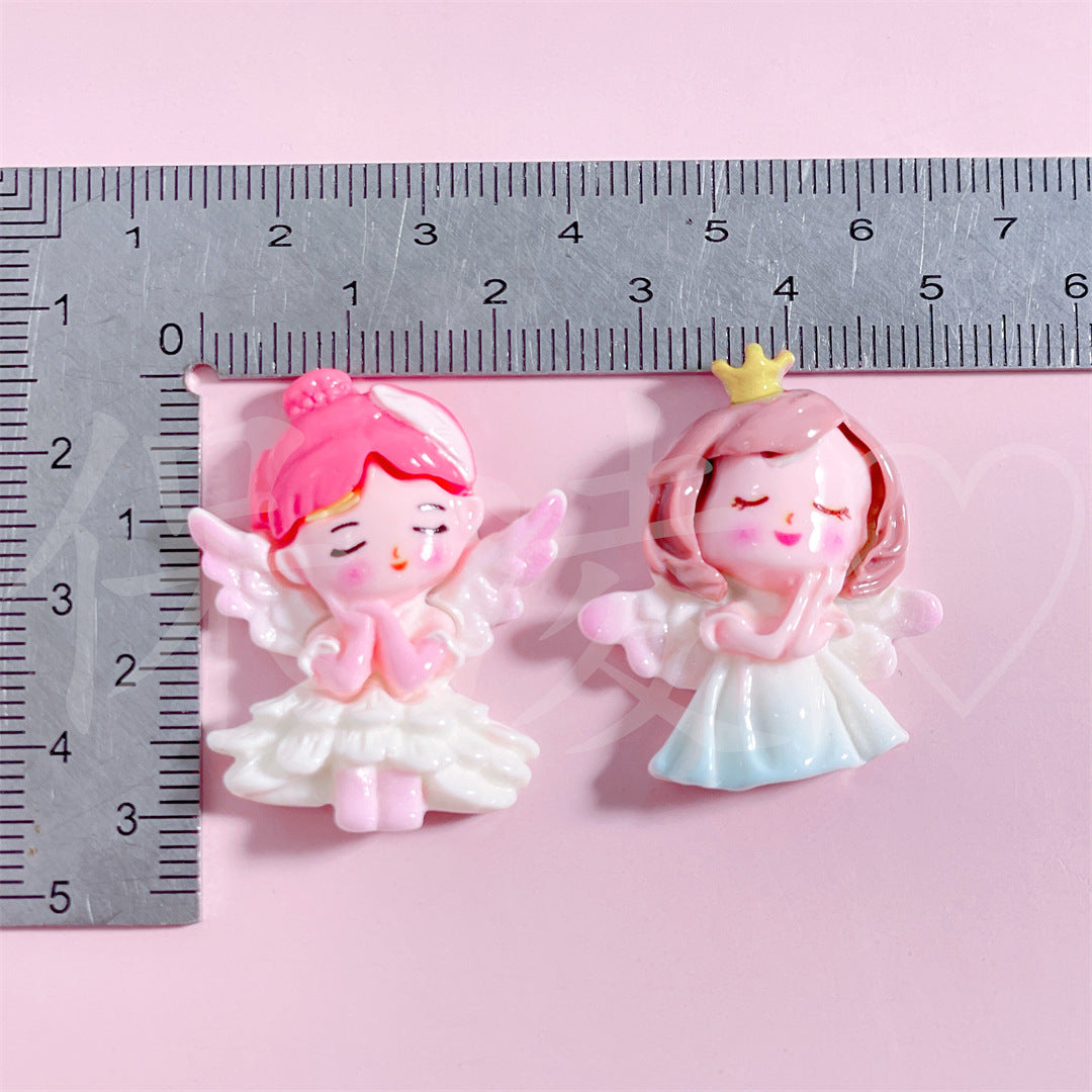 Colorful Glossy Cartoon Angel Girl Resin Accessories DIY Cream Glue Hair Accessories Mobile Phone Pendant Keychain Patch
