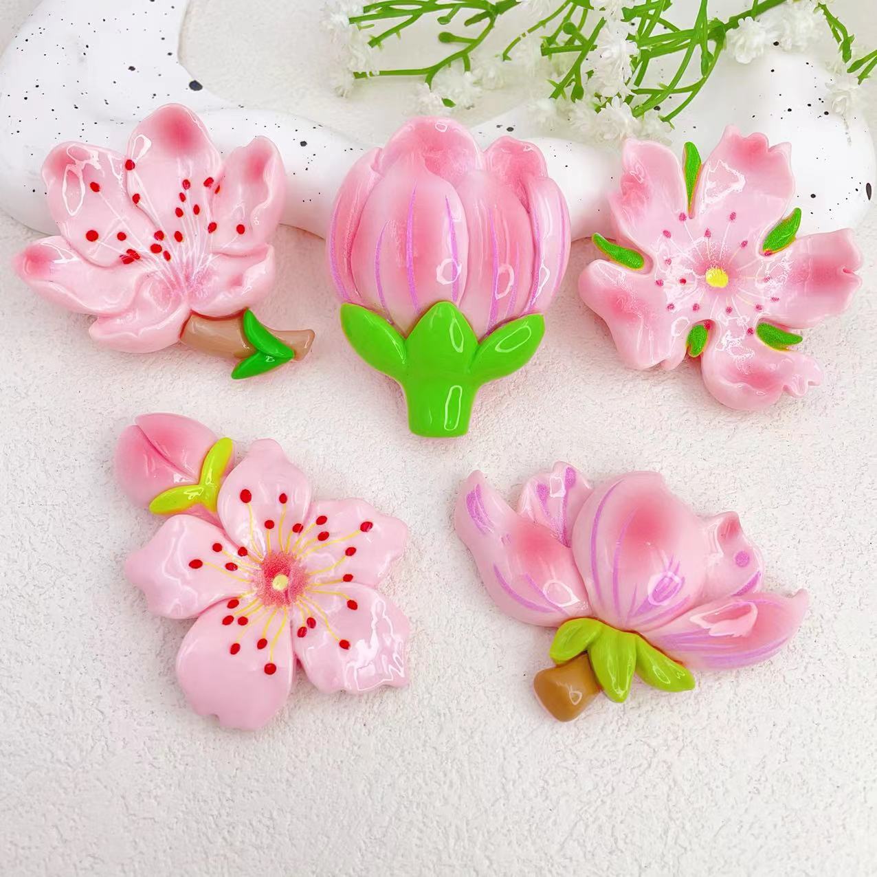 Large Cartoon Pink Mahogany Resin Accessories Handmade DIY Material Cream Glue Phone Case Headstring Hair Accessories Wholesale