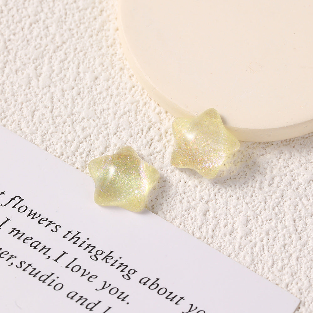 y2k Qianxi ice transparent glitter powder pentagram resin patch DIY jewelry accessories mobile phone case shoe buckle material accessories