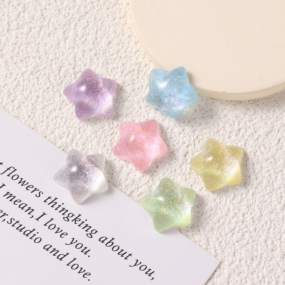 y2k Qianxi ice transparent glitter powder pentagram resin patch DIY jewelry accessories mobile phone case shoe buckle material accessories