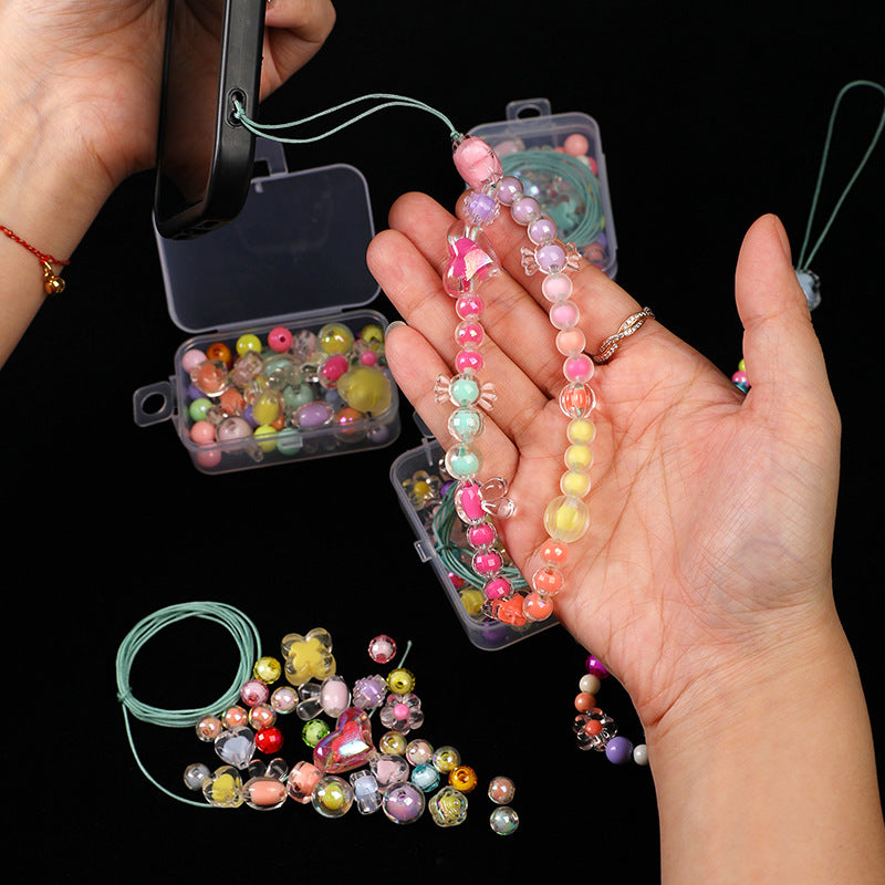 Mobile phone chain beading mixed handmade DIY material bag pendant material bag set box acrylic loose bead beading loose batch