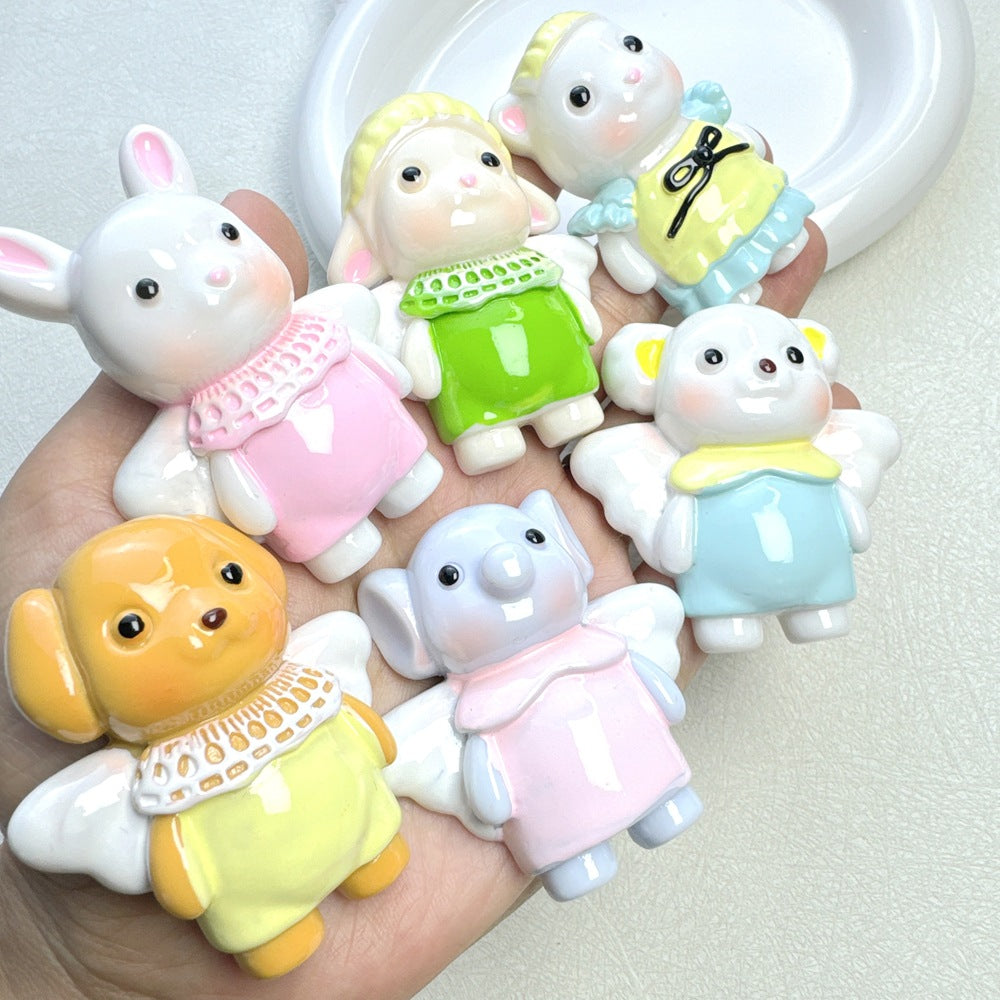 Large Cartoon Angel Painted Resin Accessories Cream Glue DIY Phone Case Hairpin Refrigerator Magnet Storage Box Material