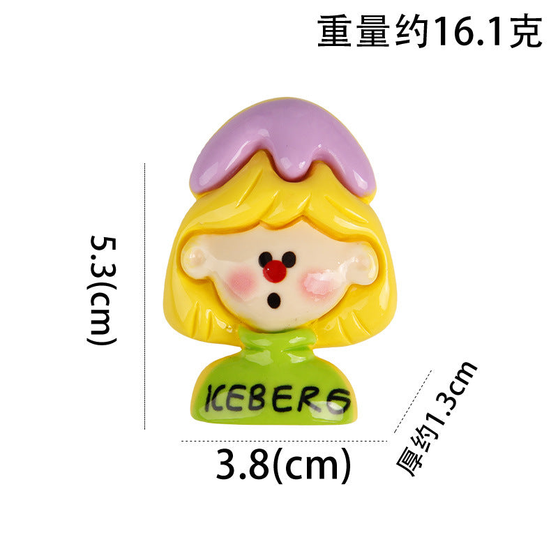 Large Dopamine Girls New Cartoon Cream Glue Phone Case Resin Accessories Hairpin DIY Jewelry Craft