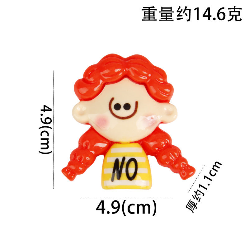 Large Dopamine Girls New Cartoon Cream Glue Phone Case Resin Accessories Hairpin DIY Jewelry Craft